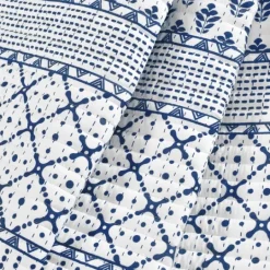 Kirkland's Home Navy And White Striped Geometric Reversible Throw- Blankets & Throws