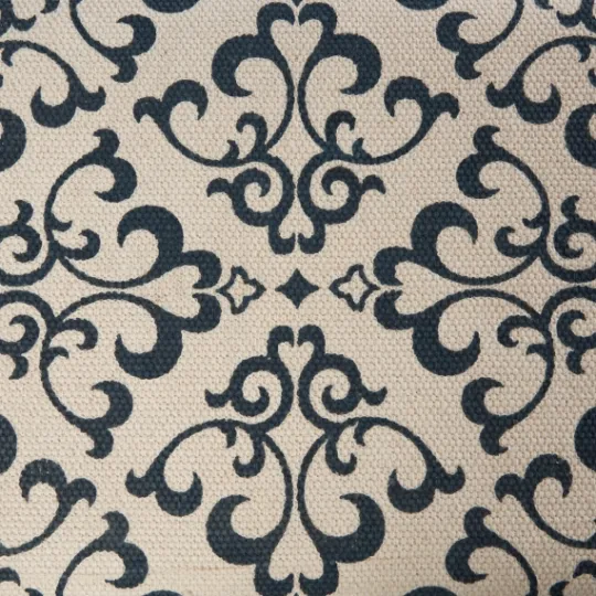 Kirkland's Home Navy And White Upholstered Scroll Bench- Benches & Ottomans