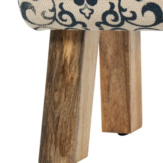 Kirkland's Home Navy And White Upholstered Scroll Bench- Benches & Ottomans