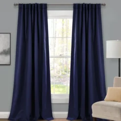 Kirkland's Home Navy Back Tab Blackout Curtain Panel Set, 84 In.- Curtains & Drapes