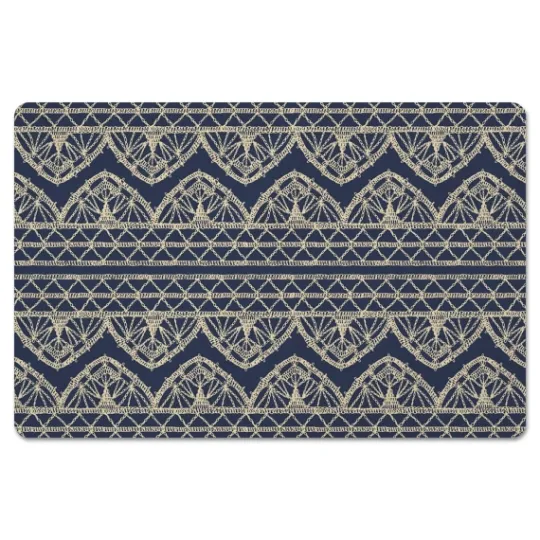 Kirkland's Home Navy Boho Lace Pattern Floor Mat- Kitchen & Floor Mats