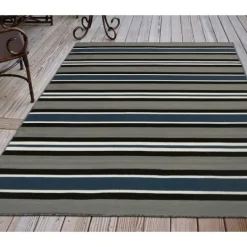 Kirkland's Home Navy Bold Stripe Indoor/Outdoor Area Rug, 7X9- Outdoor Rugs