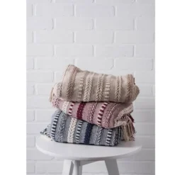 Kirkland's Home Navy Braided Stripe Throw- Blankets & Throws