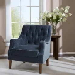 Kirkland's Home Navy Button Tufted Accent Chair- Accent Chairs