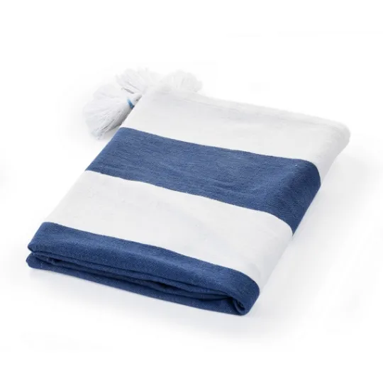 Kirkland's Home Navy Cabana Stripe Tassel Throw- Blankets & Throws