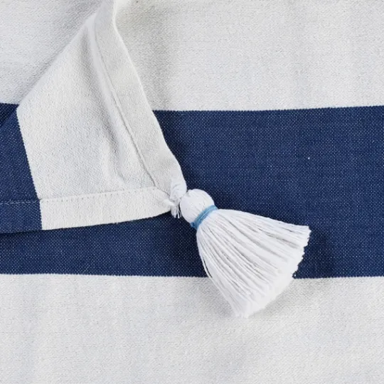 Kirkland's Home Navy Cabana Stripe Tassel Throw- Blankets & Throws