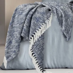 Kirkland's Home Navy Chambray Fringe Throw- Blankets & Throws