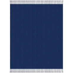 Kirkland's Home Navy Checkered Weave Fringe Throw- Blankets & Throws