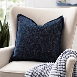 Kirkland's Home Navy Chenille Texture Flange Pillow, 22 In.- Pillows
