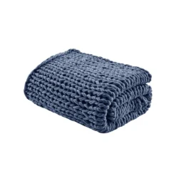 Kirkland's Home Navy Chunky Double Knit Cozy Throw- Blankets & Throws