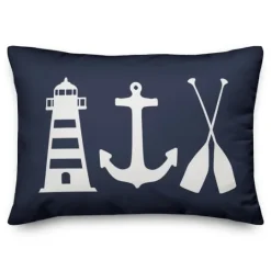 Kirkland's Home Navy Coastal Symbols Pillow- Pillows