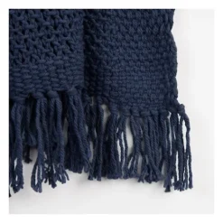 Kirkland's Home Navy Cotton Tassel Throw- Blankets & Throws