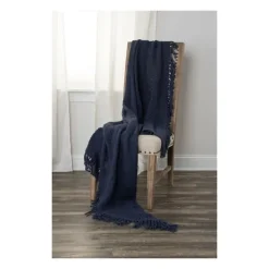 Kirkland's Home Navy Cotton Tassel Throw- Blankets & Throws