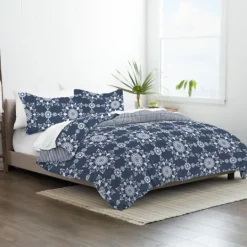 Kirkland's Home Navy Daisy Medallion King 3-Pc. Comforter Set- Comforters