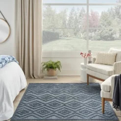 Kirkland's Home Navy Diamond Indoor/Outdoor Area Rug, 5X7- Outdoor Rugs