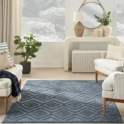 Kirkland's Home Navy Diamond Indoor/Outdoor Area Rug, 5X7- Outdoor Rugs