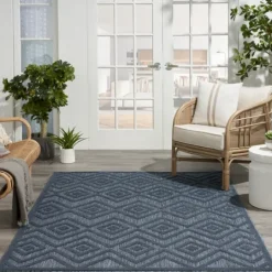 Kirkland's Home Navy Diamond Indoor/Outdoor Area Rug, 5X7- Outdoor Rugs