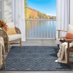 Kirkland's Home Navy Diamond Indoor/Outdoor Area Rug, 5X7- Outdoor Rugs