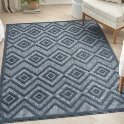 Kirkland's Home Navy Diamond Indoor/Outdoor Area Rug, 6X9- Outdoor Rugs