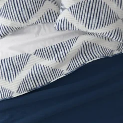 Kirkland's Home Navy Diamond Line Reversible 2-Pc. Twin Quilt Set- Quilts