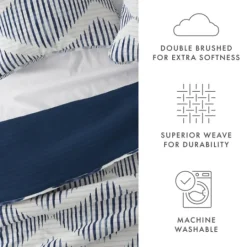 Kirkland's Home Navy Diamond Line Reversible 2-Pc. Twin Quilt Set- Quilts