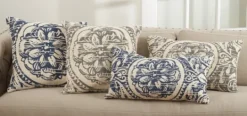 Kirkland's Home Navy Distressed Floral Lumbar Throw Pillow- Pillows