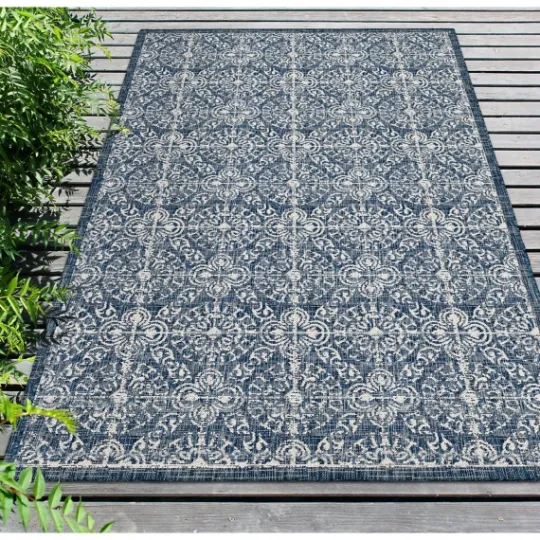 Kirkland's Home Navy Embellished Indoor/Outdoor Area Rug, 6X9- Outdoor Rugs