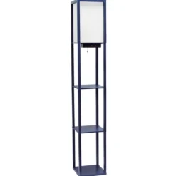 Kirkland's Home Navy Etagere Shelf Charging Floor Lamp- Floor Lamps