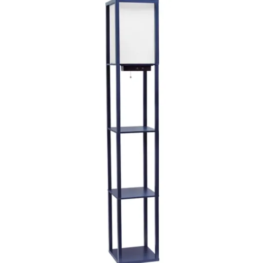 Kirkland's Home Navy Etagere Shelf Charging Floor Lamp- Floor Lamps