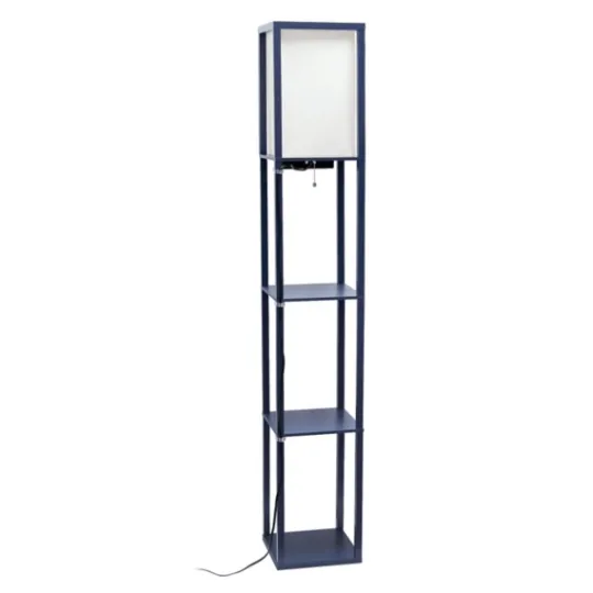 Kirkland's Home Navy Etagere Shelf Charging Floor Lamp- Floor Lamps