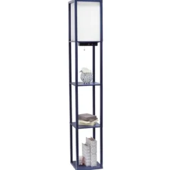 Kirkland's Home Navy Etagere Shelf Charging Floor Lamp- Floor Lamps