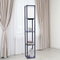 Kirkland's Home Navy Etagere Shelf Charging Floor Lamp- Floor Lamps