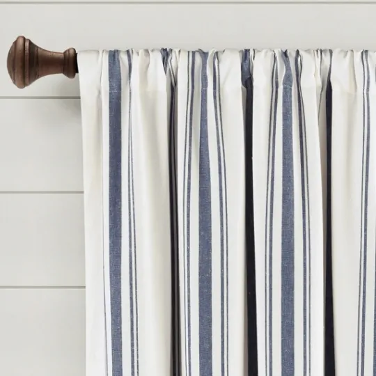 Kirkland's Home Navy Farmhouse Stripe Curtain Panels, Set Of 2- Curtains & Drapes