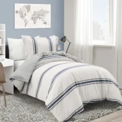Kirkland's Home Navy Farmhouse Stripe 2-Pc. Twin Xl Duvet Set- Duvets