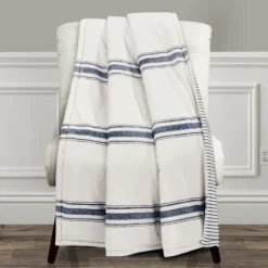 Kirkland's Home Navy Farmhouse Stripe Throw- Blankets & Throws