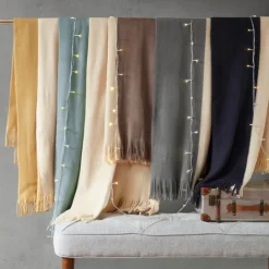 Kirkland's Home Navy Faux Cashmere Color Block Throw Blanket- Blankets & Throws