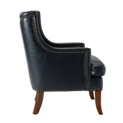 Kirkland's Home Navy Faux Leather Wingback Accent Chair- Accent Chairs