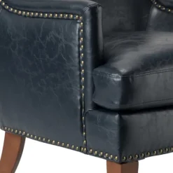 Kirkland's Home Navy Faux Leather Wingback Accent Chair- Accent Chairs
