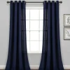 Kirkland's Home Navy Faux Linen Curtain Panel Set, 84 In.- Curtains & Drapes