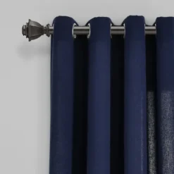 Kirkland's Home Navy Faux Linen Curtain Panel Set, 84 In.- Curtains & Drapes