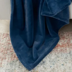 Kirkland's Home Navy Faux Sheared Mink Throw- Blankets & Throws