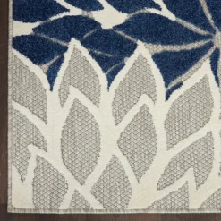 Kirkland's Home Navy Floral Burst Outdoor Area Rug, 5X7- Outdoor Rugs