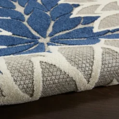 Kirkland's Home Navy Floral Burst Outdoor Area Rug, 5X7- Outdoor Rugs