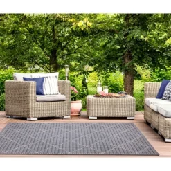 Kirkland's Home Navy Geo Lattice Outdoor Area Rug, 7X9- Outdoor Rugs