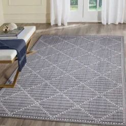 Kirkland's Home Navy Geo Lattice Outdoor Area Rug, 4X7- Outdoor Rugs