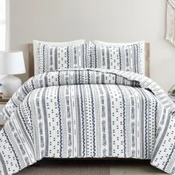 Kirkland's Home Navy Geometric Full/Queen Reversible Quilt Set- Quilts