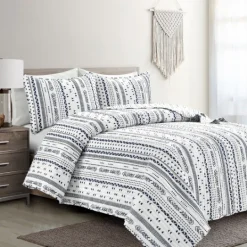 Kirkland's Home Navy Geometric Full/Queen Reversible Quilt Set- Quilts