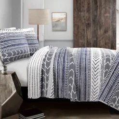 Kirkland's Home Navy Geometric 3-Pc. King Quilt Set- Quilts