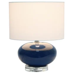 Kirkland's Home Navy Glass Short Oval Table Lamp- Table Lamps