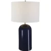 Kirkland's Home Navy Glazed Ceramic Table Lamp- Table Lamps
